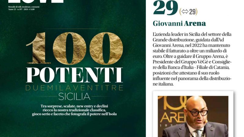 Giovanni Arena tra i 100 leader più influenti della Sicilia
