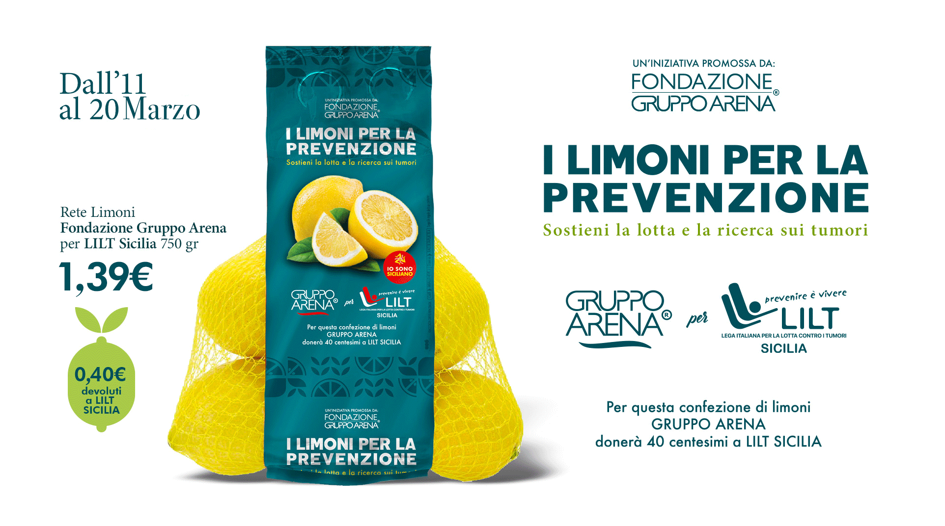 Fondazione Gruppo Arena sostiene LILT Sicilia con i “Limoni per la Prevenzione”